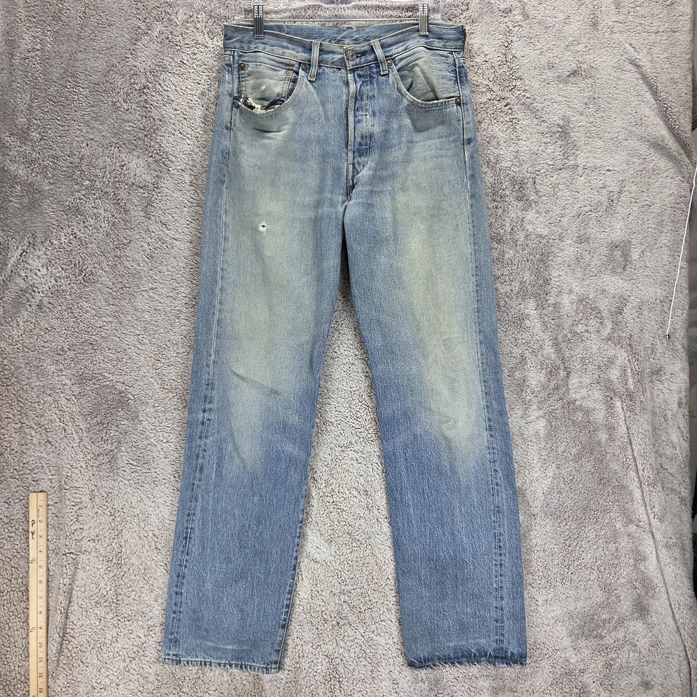 Levis 501XX Jeans Mens 29x32 Blue 1955 LVC Light Wash Straight Button Fly